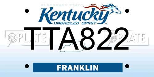 TTA822 Kentucky License Plate
