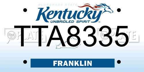 TTA8335 Kentucky License Plate