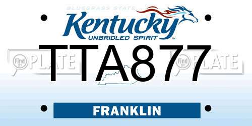 TTA877 Kentucky License Plate