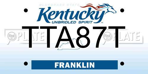 TTA87T Kentucky License Plate