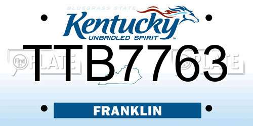 TTB7763 Kentucky License Plate