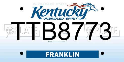 TTB8773 Kentucky License Plate