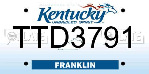 TTD3791 Kentucky License Plate