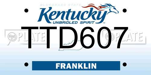 TTD607 Kentucky License Plate