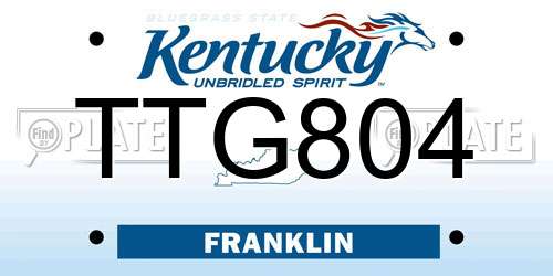 TTG804 Kentucky License Plate