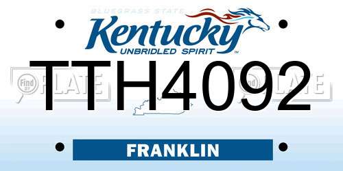 TTH4092 Kentucky License Plate