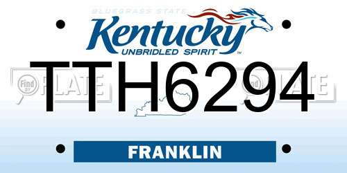 TTH6294 Kentucky License Plate
