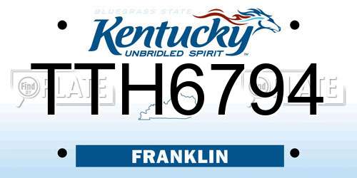 TTH6794 Kentucky License Plate