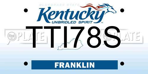 TTI78S Kentucky License Plate