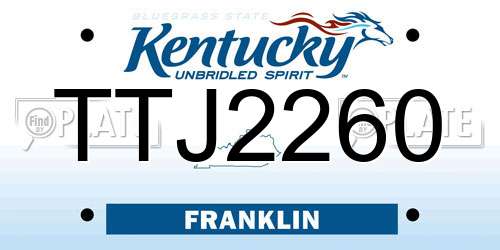 TTJ2260 Kentucky License Plate