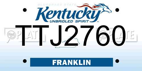 TTJ2760 Kentucky License Plate