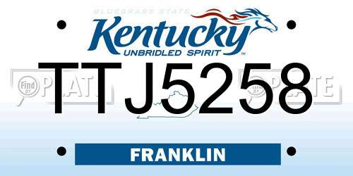 TTJ5258 Kentucky License Plate