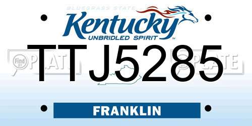 TTJ5285 Kentucky License Plate