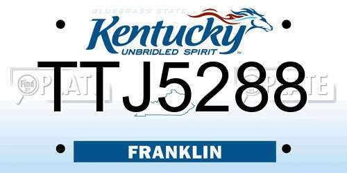 TTJ5288 Kentucky License Plate
