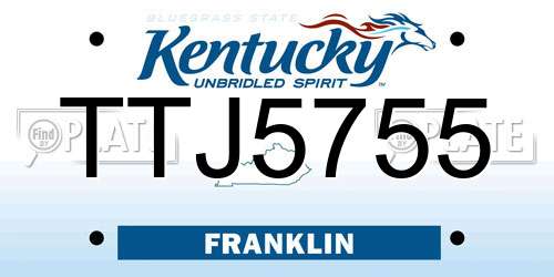 TTJ5755 Kentucky License Plate