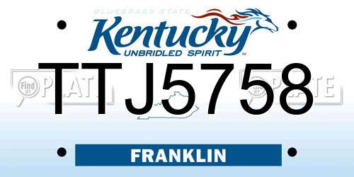 TTJ5758 Kentucky License Plate