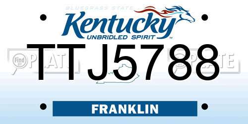 TTJ5788 Kentucky License Plate