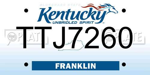 TTJ7260 Kentucky License Plate