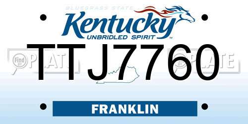 TTJ7760 Kentucky License Plate