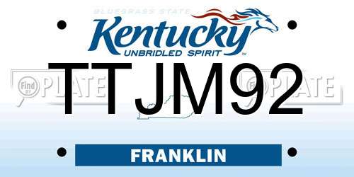 TTJM92 Kentucky License Plate