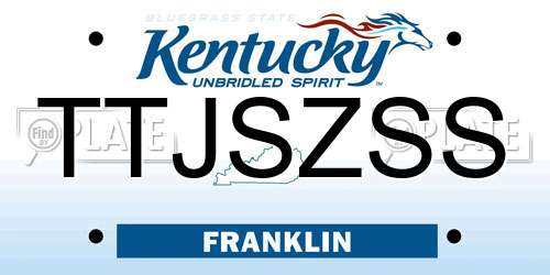 TTJSZSS Kentucky License Plate
