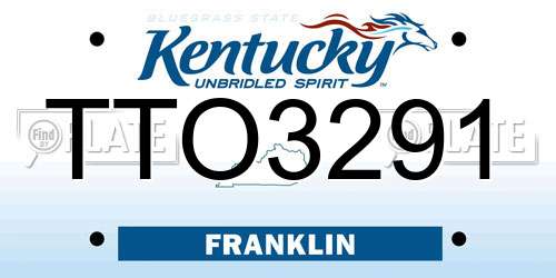 TTO3291 Kentucky License Plate