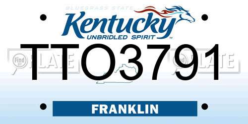 TTO3791 Kentucky License Plate