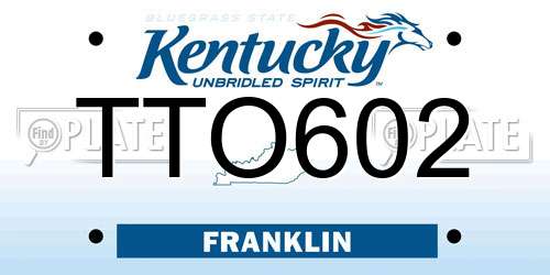 TTO602 Kentucky License Plate