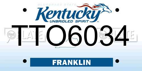 TTO6034 Kentucky License Plate
