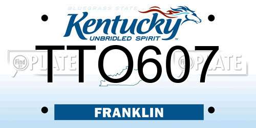 TTO607 Kentucky License Plate