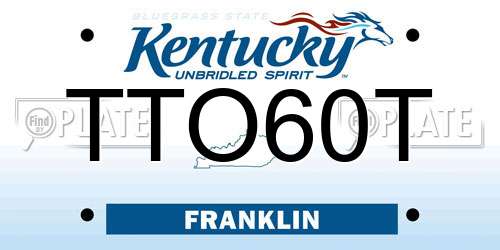 TTO60T Kentucky License Plate