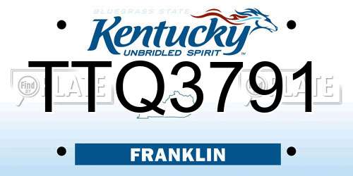 TTQ3791 Kentucky License Plate
