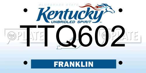TTQ602 Kentucky License Plate