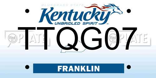 TTQG07 Kentucky License Plate