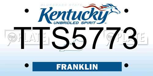 TTS5773 Kentucky License Plate