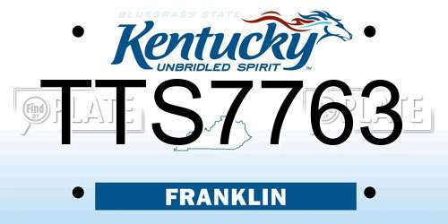 TTS7763 Kentucky License Plate