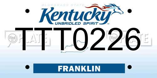 TTT0226 Kentucky License Plate
