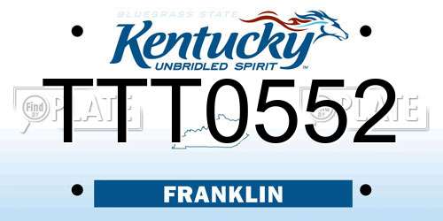 TTT0552 Kentucky License Plate