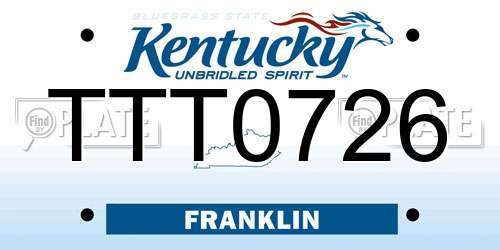 TTT0726 Kentucky License Plate