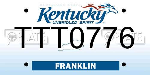 TTT0776 Kentucky License Plate