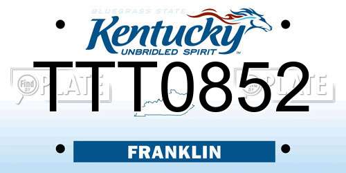 TTT0852 Kentucky License Plate