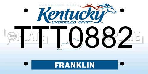 TTT0882 Kentucky License Plate