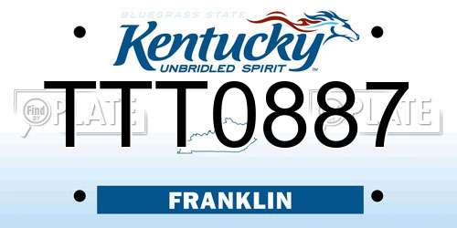 TTT0887 Kentucky License Plate