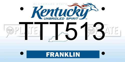 TTT513 Kentucky License Plate