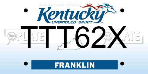TTT62X Kentucky License Plate