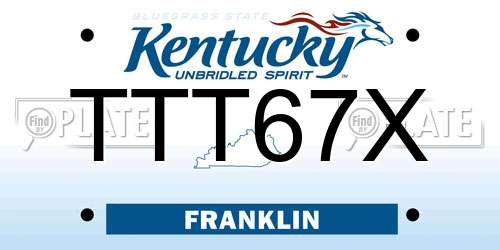 TTT67X Kentucky License Plate