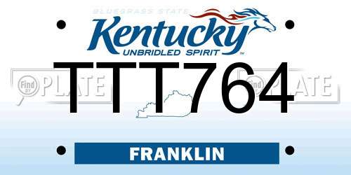 TTT764 Kentucky License Plate