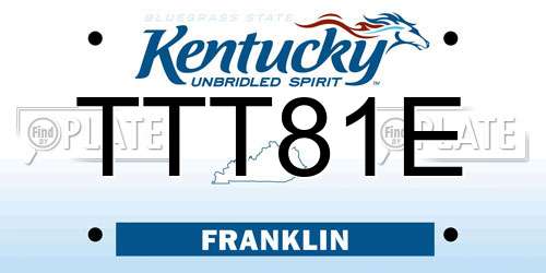TTT81E Kentucky License Plate