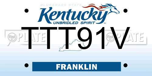 TTT91V Kentucky License Plate