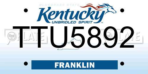 TTU5892 Kentucky License Plate